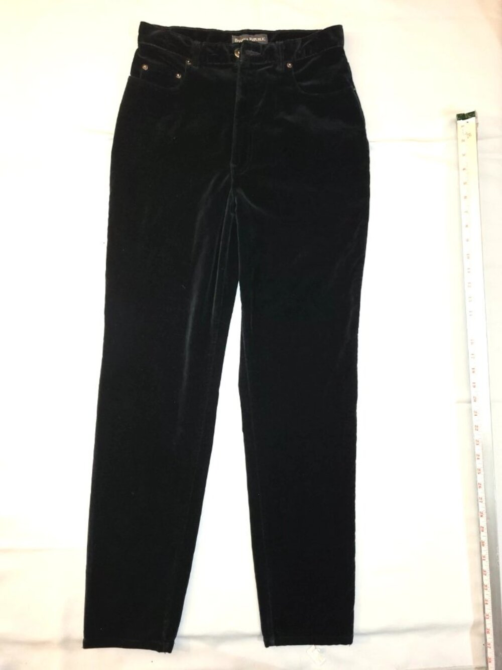 Banana Republic Black Velvet Trousers Size 12 Cotton Blend Straight Leg Pants US